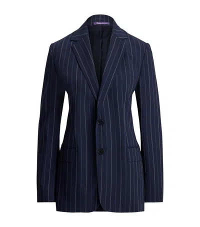 Ralph Lauren Wool Pinstripe Marcy Blazer In Blue
