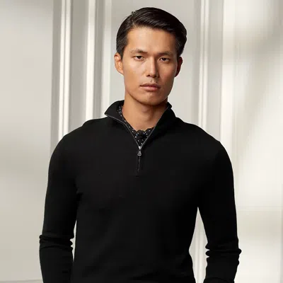 RALPH LAUREN WOOL PIQUÉ QUARTER-ZIP SWEATER