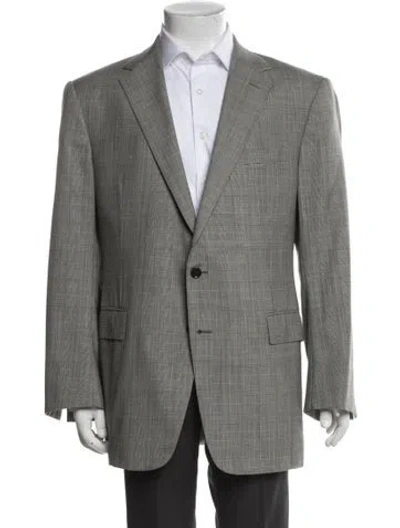 Pre-owned Ralph Lauren Wool Plaid Print Blazer In Black