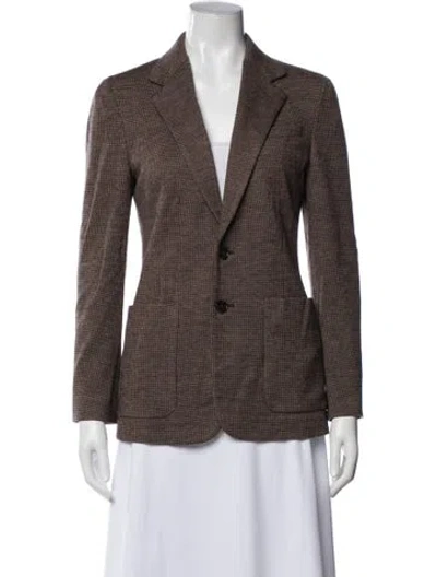 Pre-owned Ralph Lauren Wool Plaid Print Blazer In Brown