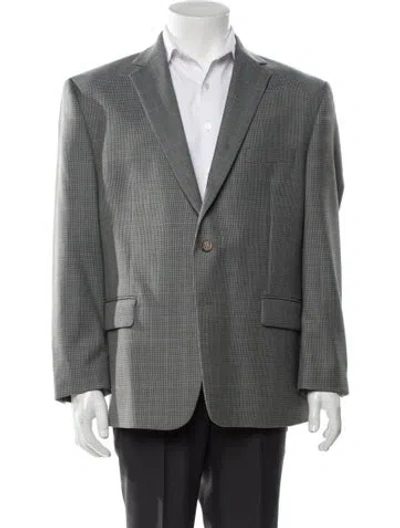 Pre-owned Ralph Lauren Wool Plaid Print Blazer In Gray