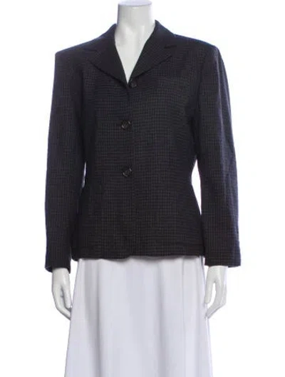 Pre-owned Ralph Lauren Wool Plaid Print Blazer In Gray