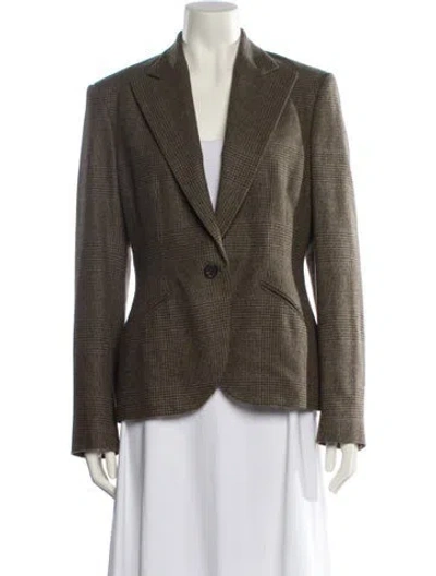 Pre-owned Ralph Lauren Wool Plaid Print Blazer In Green