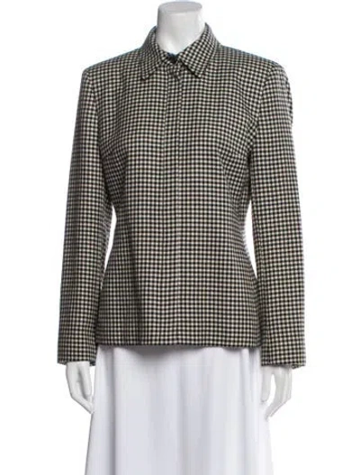 Pre-owned Ralph Lauren Wool Plaid Print Blazer In Neutral
