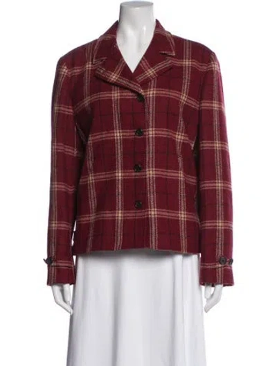Pre-owned Ralph Lauren Wool Plaid Print Blazer In Red
