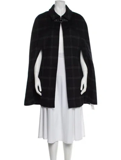 Pre-owned Ralph Lauren Wool Plaid Print Coat In Black