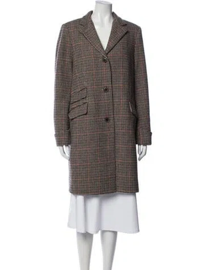 Pre-owned Ralph Lauren Wool Plaid Print Coat In Neutrals