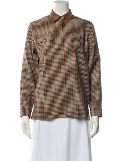 Pre-owned Ralph Lauren Wool Plaid Print Evening Jacket In Brown