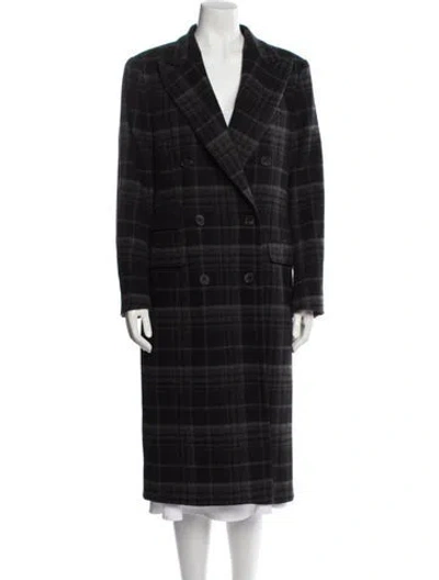 Pre-owned Ralph Lauren Wool Plaid Print Peacoat W/ Tags In Black