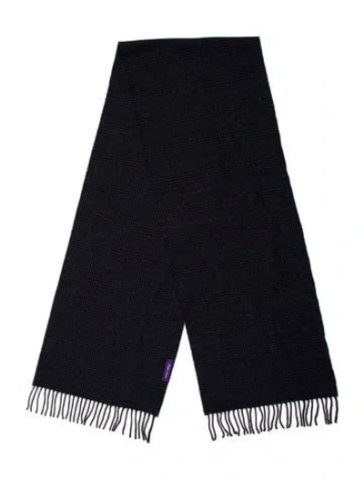 Pre-owned Ralph Lauren Wool Plaid Print Scarf In Blue