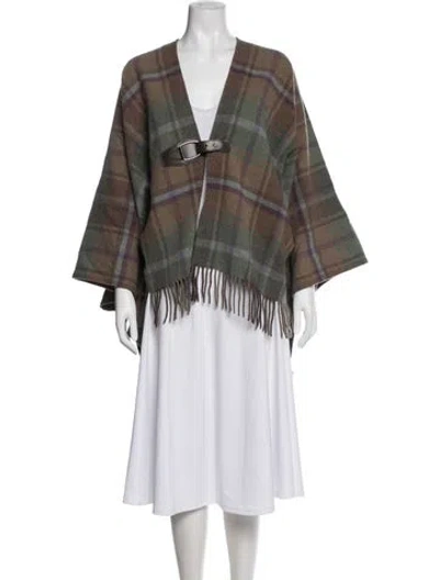 Pre-owned Ralph Lauren Wool Plaid Print Sweater In Green