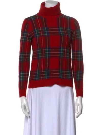 Pre-owned Ralph Lauren Wool Plaid Print Sweater In Red