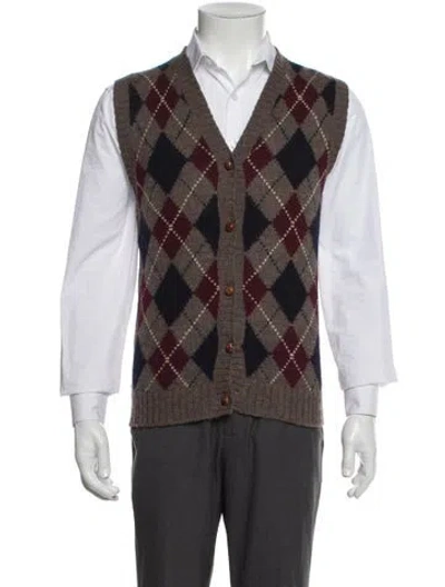 Pre-owned Ralph Lauren Wool Plaid Print Sweater Vest In Multi
