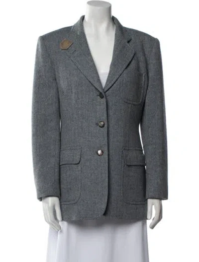 Pre-owned Ralph Lauren Wool Printed Blazer In Blue