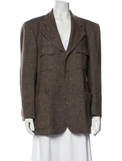 Pre-owned Ralph Lauren Wool Printed Coat In Brown