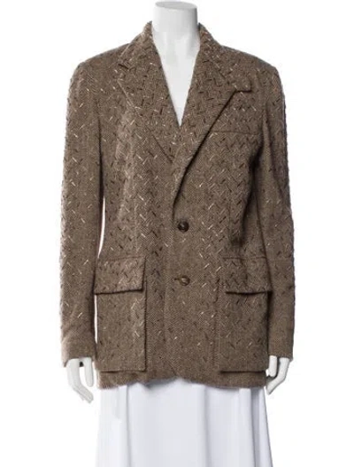 Pre-owned Ralph Lauren Wool Printed Coat In Brown