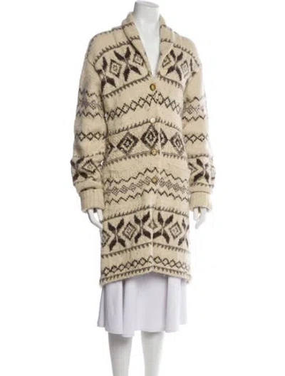 Pre-owned Ralph Lauren Wool Printed Coat In Neutral