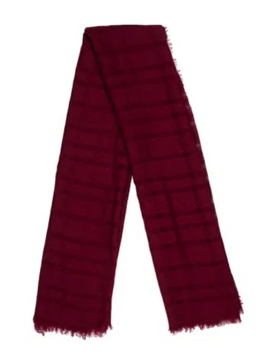 Pre-owned Ralph Lauren Wool Printed Scarf In Burgundy