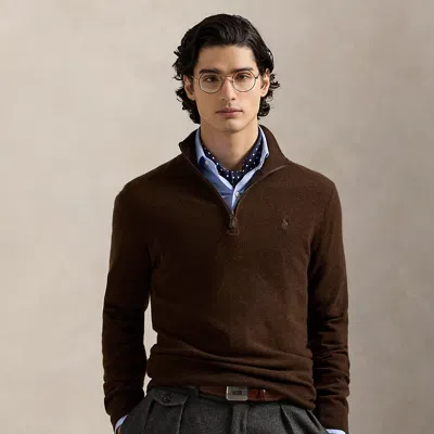 Ralph Lauren Wool Quarter-zip Sweater In Brown