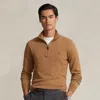 Polo Ralph Lauren Wool Quarter-zip Sweater In Latte Brown Heather