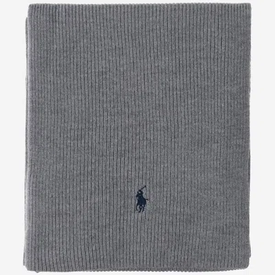 Ralph Lauren Wool Scarf With Logo In Gray