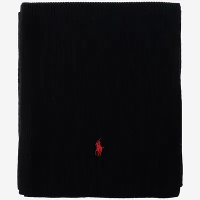 Ralph Lauren Wool Scarf With Logo In Black