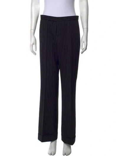 Pre-owned Ralph Lauren Wool Straight Leg Pants In Black