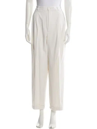 Pre-owned Ralph Lauren Wool Straight Leg Pants In White
