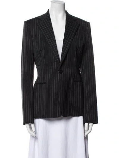 Pre-owned Ralph Lauren Wool Striped Blazer In Black