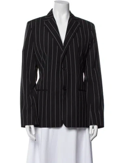 Pre-owned Ralph Lauren Wool Striped Blazer In Black