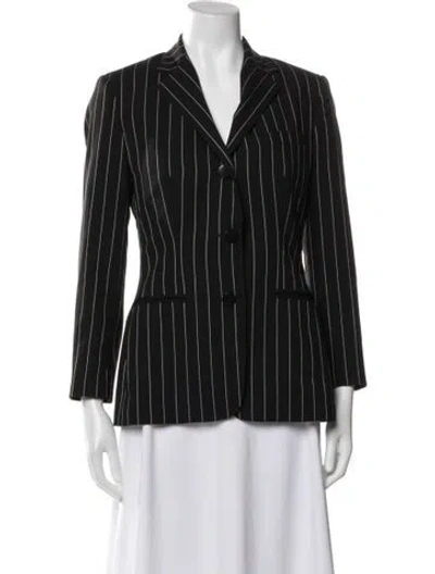 Pre-owned Ralph Lauren Wool Striped Blazer In Black