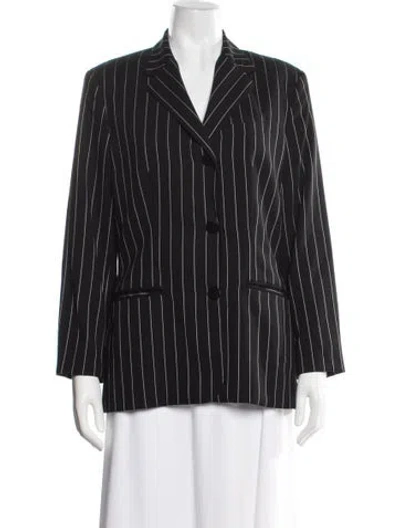 Pre-owned Ralph Lauren Wool Striped Blazer In Black