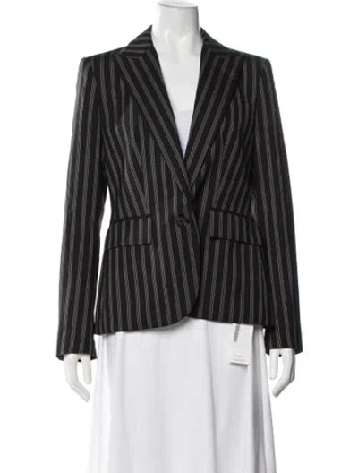 Pre-owned Ralph Lauren Wool Striped Blazer In Black