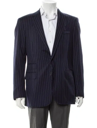 Pre-owned Ralph Lauren Wool Striped Blazer In Blue