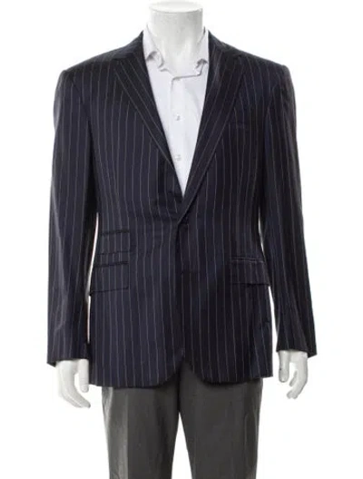 Pre-owned Ralph Lauren Wool Striped Blazer In Blue