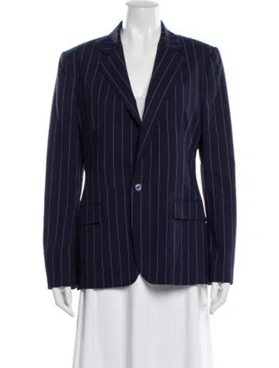 Pre-owned Ralph Lauren Wool Striped Blazer In Blue