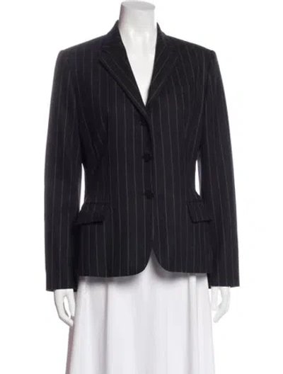 Pre-owned Ralph Lauren Wool Striped Blazer In Blue