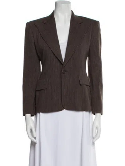 Pre-owned Ralph Lauren Wool Striped Blazer In Brown