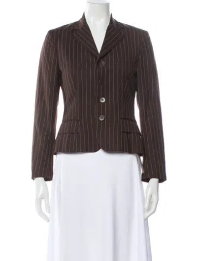 Pre-owned Ralph Lauren Wool Striped Blazer In Brown