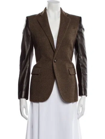 Pre-owned Ralph Lauren Wool Striped Blazer In Brown