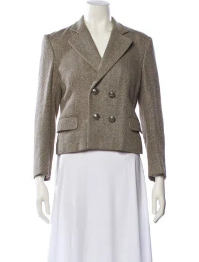 Pre-owned Ralph Lauren Wool Striped Blazer In Gray