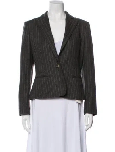 Pre-owned Ralph Lauren Wool Striped Blazer In Gray