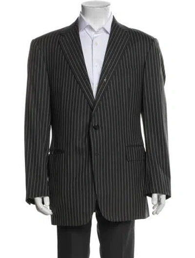 Pre-owned Ralph Lauren Wool Striped Blazer In Gray