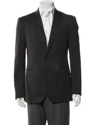Pre-owned Ralph Lauren Wool Striped Blazer In Grey
