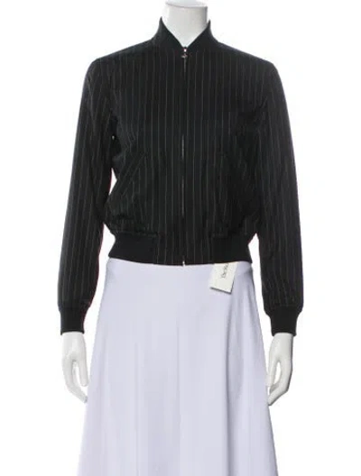 Pre-owned Ralph Lauren Wool Striped Bomber Jacket In Blue