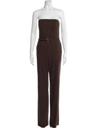 Pre-owned Ralph Lauren Wool Striped Jumpsuit In Brown