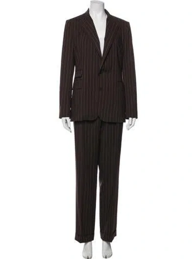 Pre-owned Ralph Lauren Wool Striped Pantsuit In Brown