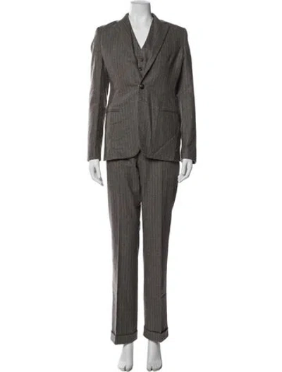 Pre-owned Ralph Lauren Wool Striped Pantsuit In Gray