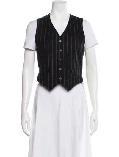 Pre-owned Ralph Lauren Wool Striped Vest In Black