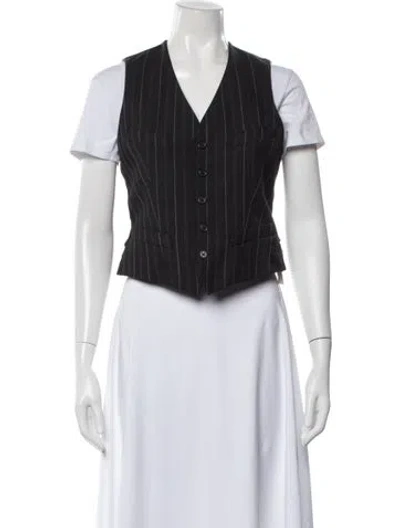 Pre-owned Ralph Lauren Wool Striped Vest In Black